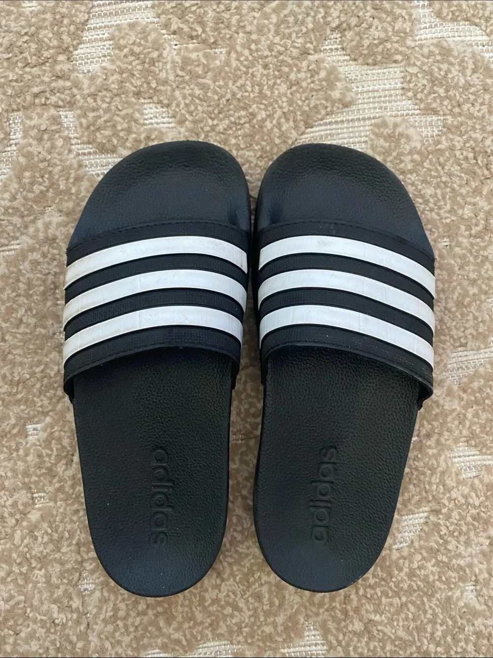 adidas Kids Black and White Slide Sandals